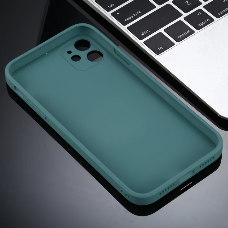 For iPhone 12 mini Solid Color Glass + Silicone Protective Case