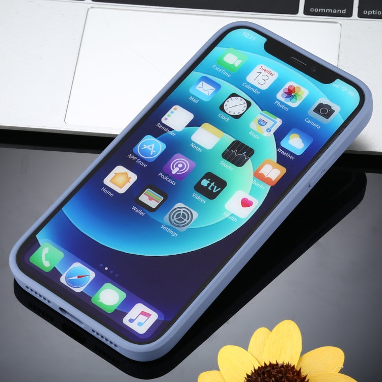 For iPhone 12 mini Solid Color Glass + Silicone Protective Case
