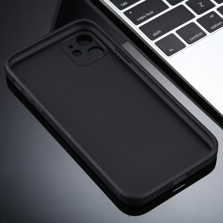For iPhone 12 Solid Color Glass + Silicone Protective Case