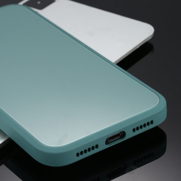 For iPhone 12 Solid Color Glass + Silicone Protective Case