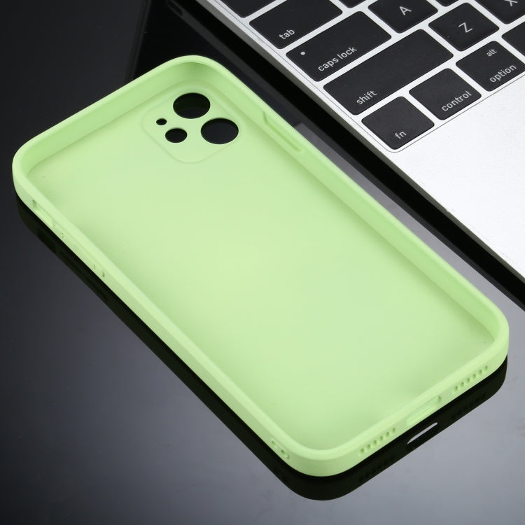 For iPhone 12 Solid Color Glass + Silicone Protective Case