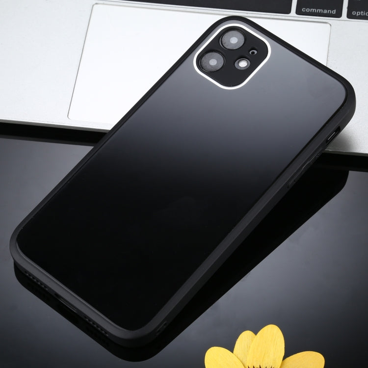 For iPhone 12 Pro Solid Color Glass + Silicone Protective Case