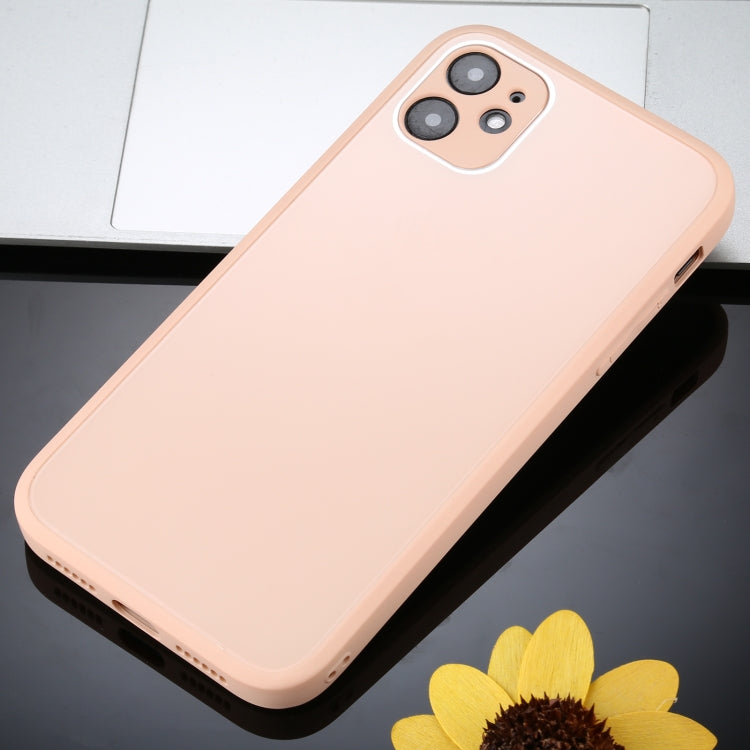 For iPhone 12 Pro Solid Color Glass + Silicone Protective Case