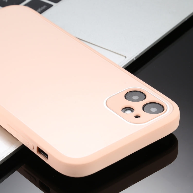 For iPhone 12 Pro Solid Color Glass + Silicone Protective Case