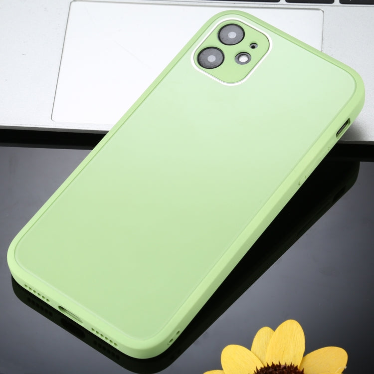 For iPhone 12 Pro Solid Color Glass + Silicone Protective Case