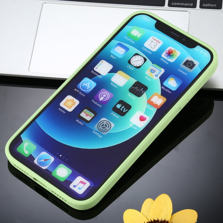For iPhone 12 Pro Solid Color Glass + Silicone Protective Case