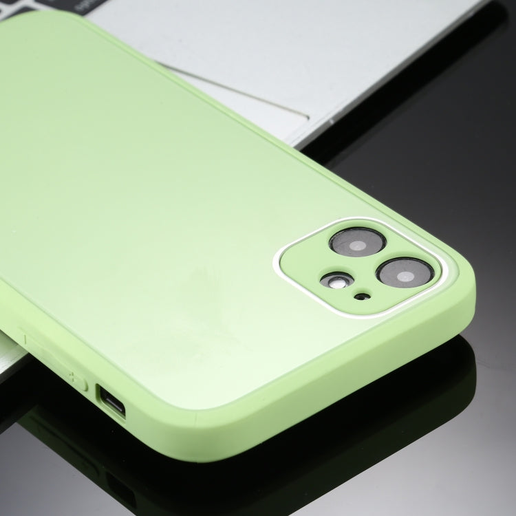 For iPhone 12 Pro Solid Color Glass + Silicone Protective Case