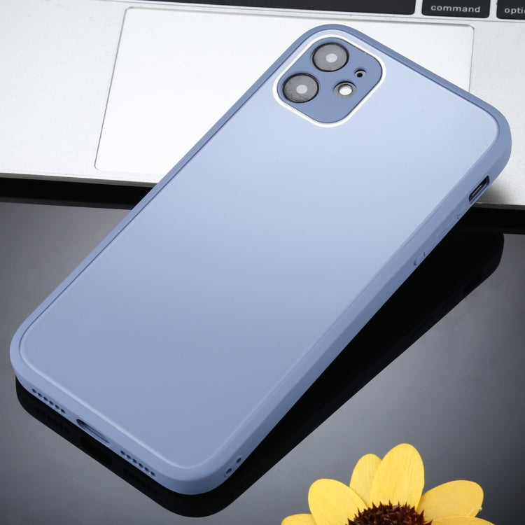 For iPhone 12 Pro Solid Color Glass + Silicone Protective Case