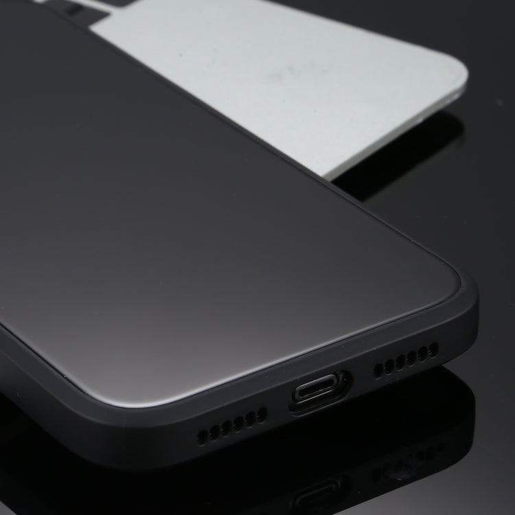 For iPhone 12 Pro Max Solid Color Glass + Silicone Protective Case