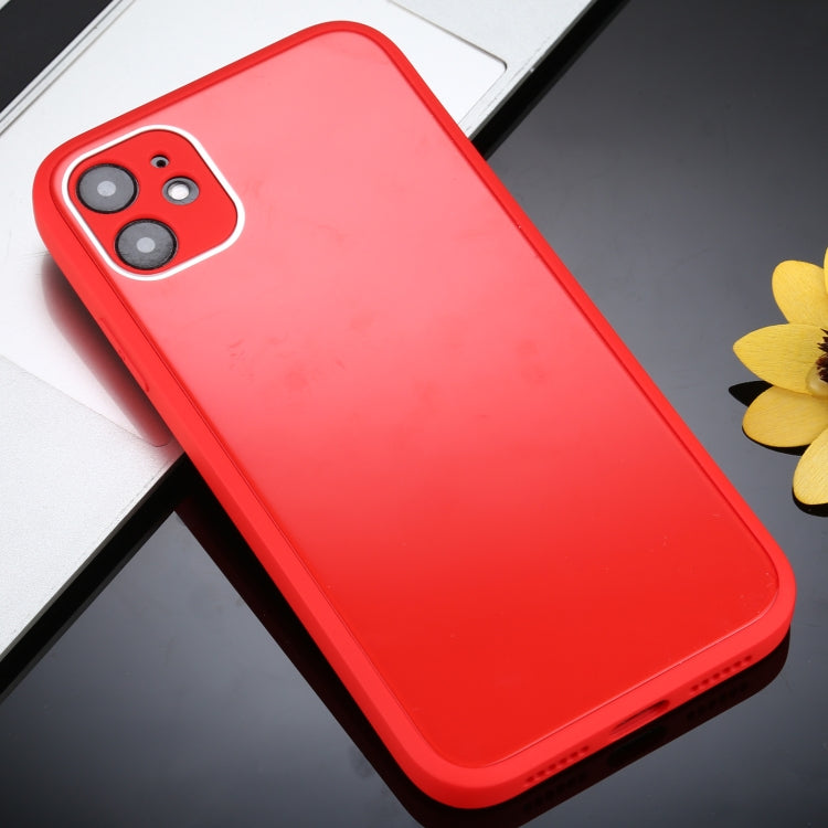For iPhone 12 Pro Max Solid Color Glass + Silicone Protective Case