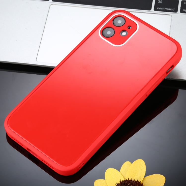 For iPhone 12 Pro Max Solid Color Glass + Silicone Protective Case