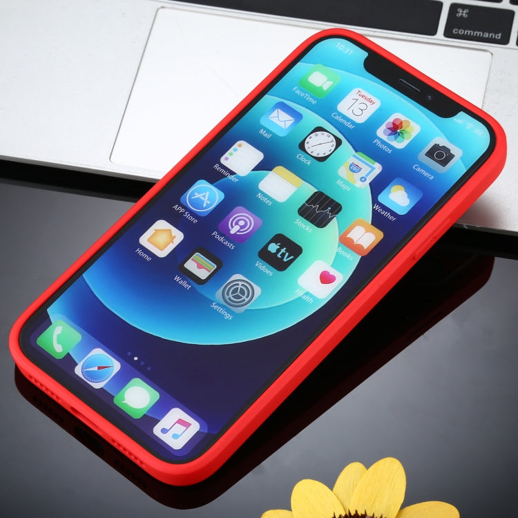 For iPhone 12 Pro Max Solid Color Glass + Silicone Protective Case