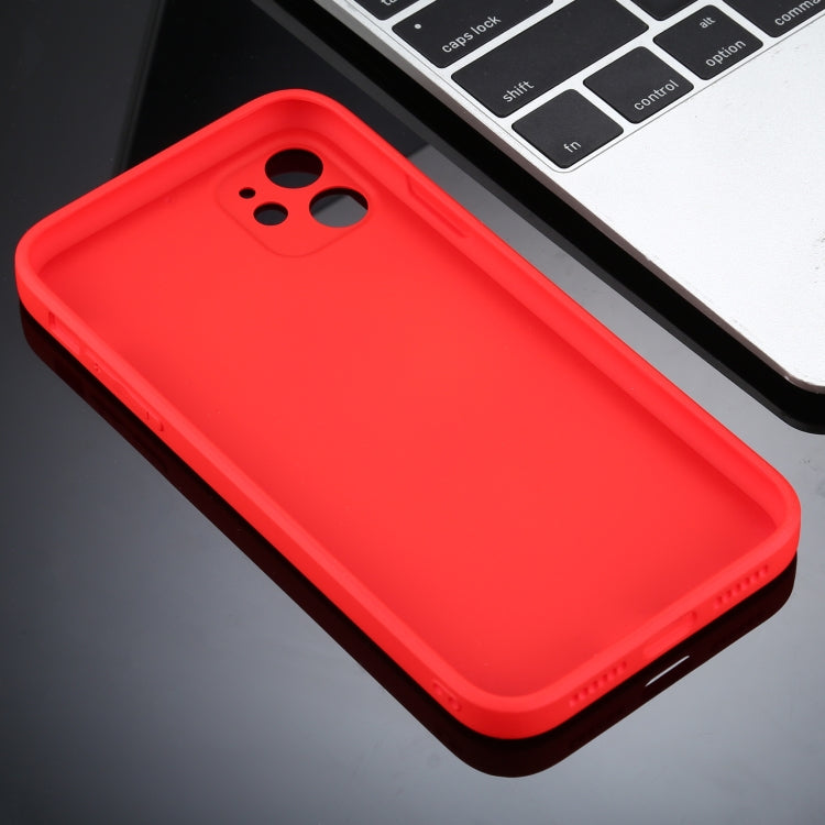 For iPhone 12 Pro Max Solid Color Glass + Silicone Protective Case