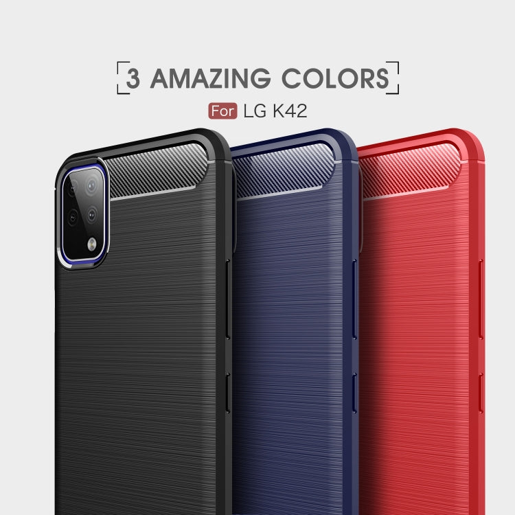 For LG K42 Brushed Texture Carbon Fiber TPU Case