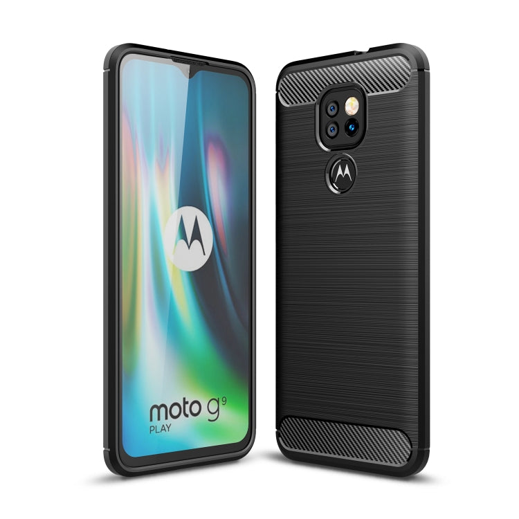 For Motorola Moto G9 Play Brushed Texture Carbon Fiber TPU Case