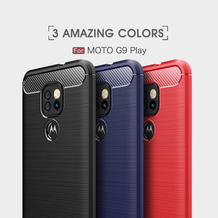 For Motorola Moto G9 Play Brushed Texture Carbon Fiber TPU Case