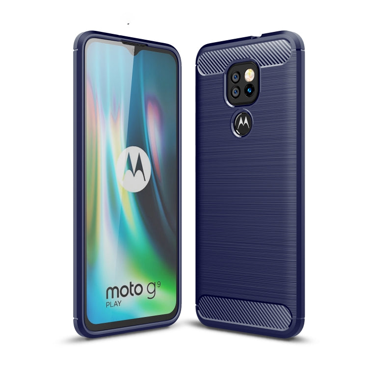 For Motorola Moto G9 Play Brushed Texture Carbon Fiber TPU Case