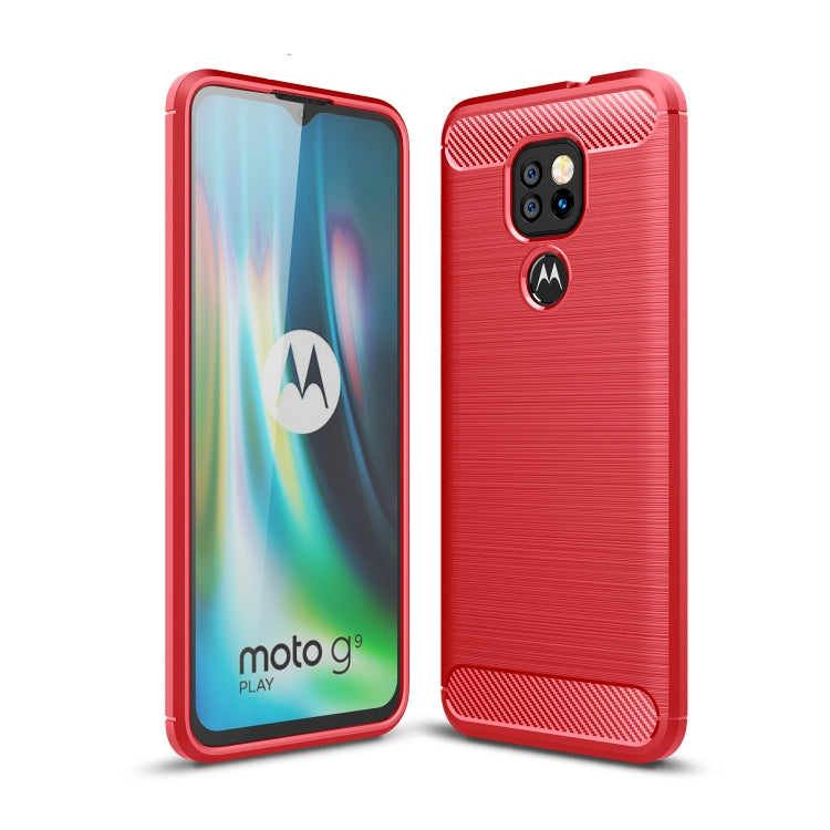 For Motorola Moto G9 Play Brushed Texture Carbon Fiber TPU Case
