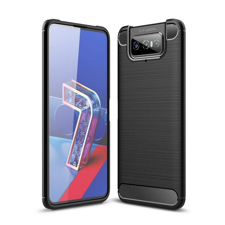 For Asus Zenfone 7 ZS670KS Brushed Texture Carbon Fiber TPU Case