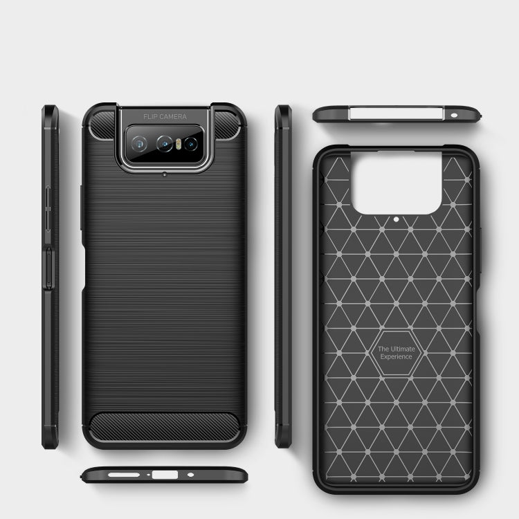 For Asus Zenfone 7 ZS670KS Brushed Texture Carbon Fiber TPU Case