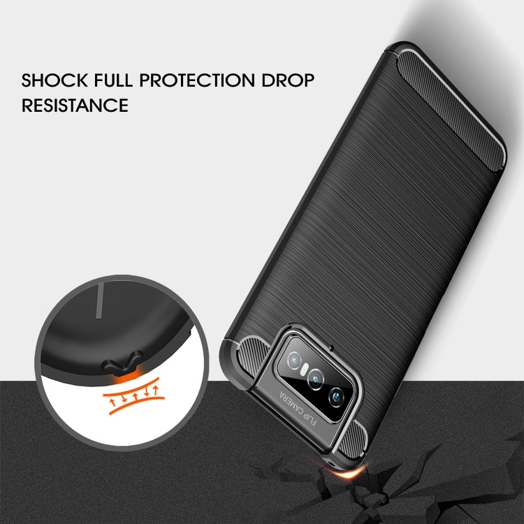For Asus Zenfone 7 ZS670KS Brushed Texture Carbon Fiber TPU Case