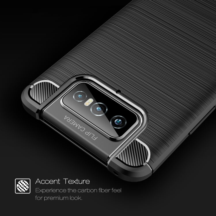 For Asus Zenfone 7 ZS670KS Brushed Texture Carbon Fiber TPU Case