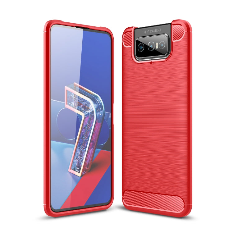 For Asus Zenfone 7 ZS670KS Brushed Texture Carbon Fiber TPU Case