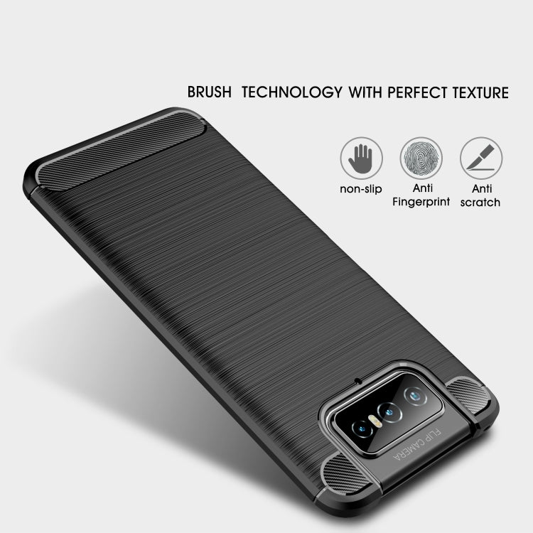 For Asus Zenfone 7 ZS670KS Brushed Texture Carbon Fiber TPU Case