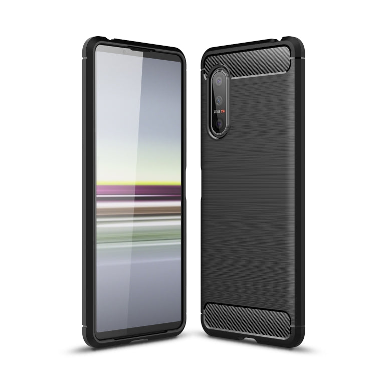 For Sony Xperia 5 II Brushed Texture Carbon Fiber TPU Case