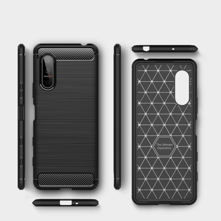 For Sony Xperia 5 II Brushed Texture Carbon Fiber TPU Case