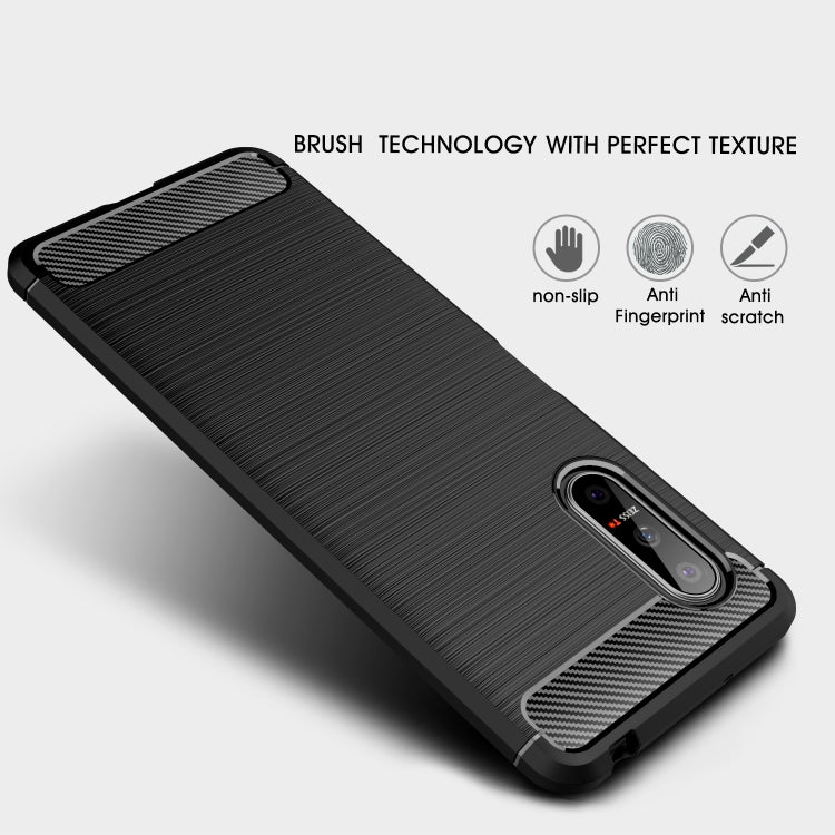 For Sony Xperia 5 II Brushed Texture Carbon Fiber TPU Case