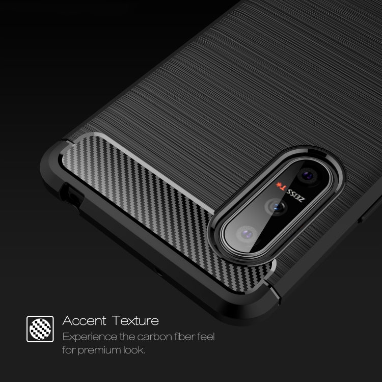 For Sony Xperia 5 II Brushed Texture Carbon Fiber TPU Case