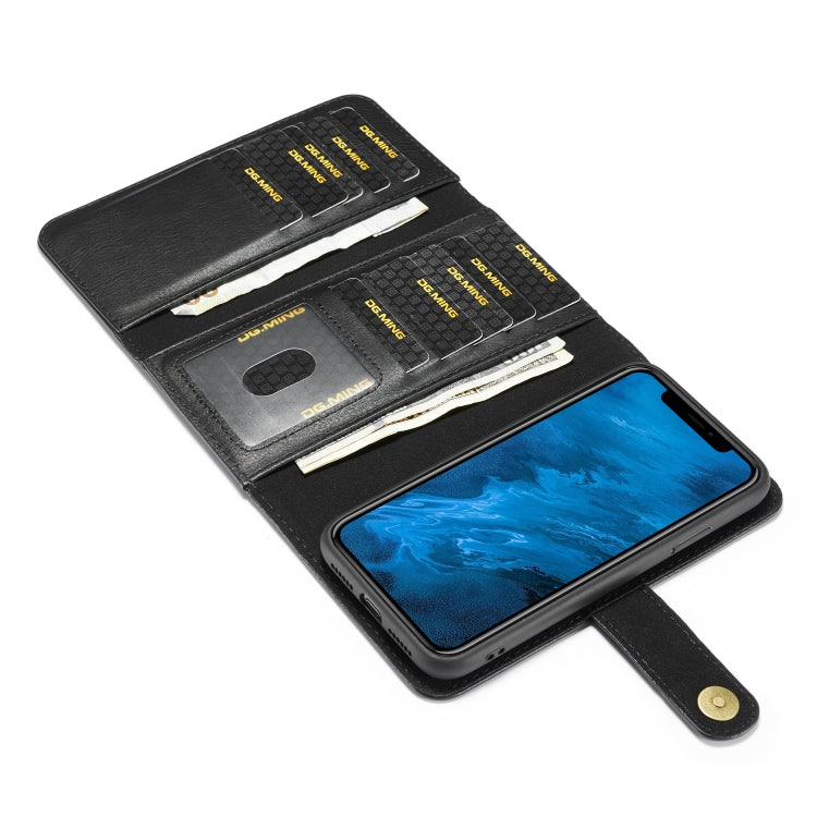 For iPhone 11 DG.MING Triple Fold Crazy Horse Texture Magnetic Horizontal Flip Leather Case with Holder & Card Slots & Wallet