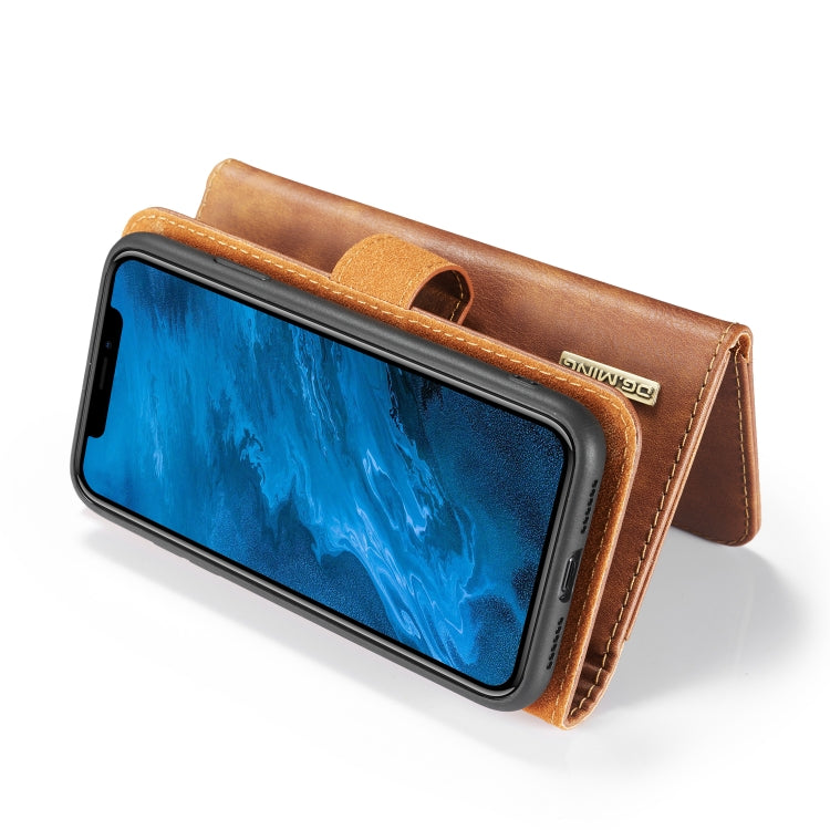 For iPhone 11 DG.MING Triple Fold Crazy Horse Texture Magnetic Horizontal Flip Leather Case with Holder & Card Slots & Wallet