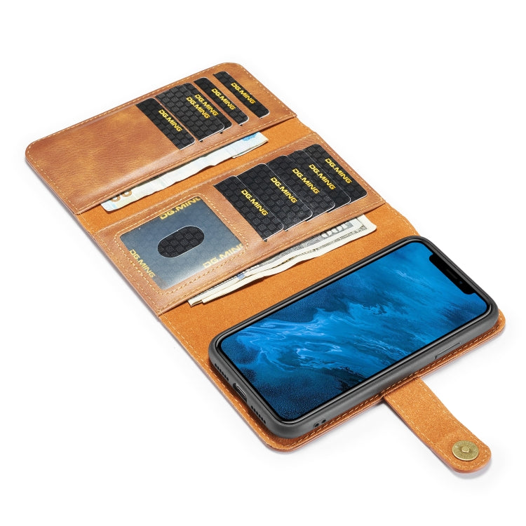 For iPhone 11 DG.MING Triple Fold Crazy Horse Texture Magnetic Horizontal Flip Leather Case with Holder & Card Slots & Wallet