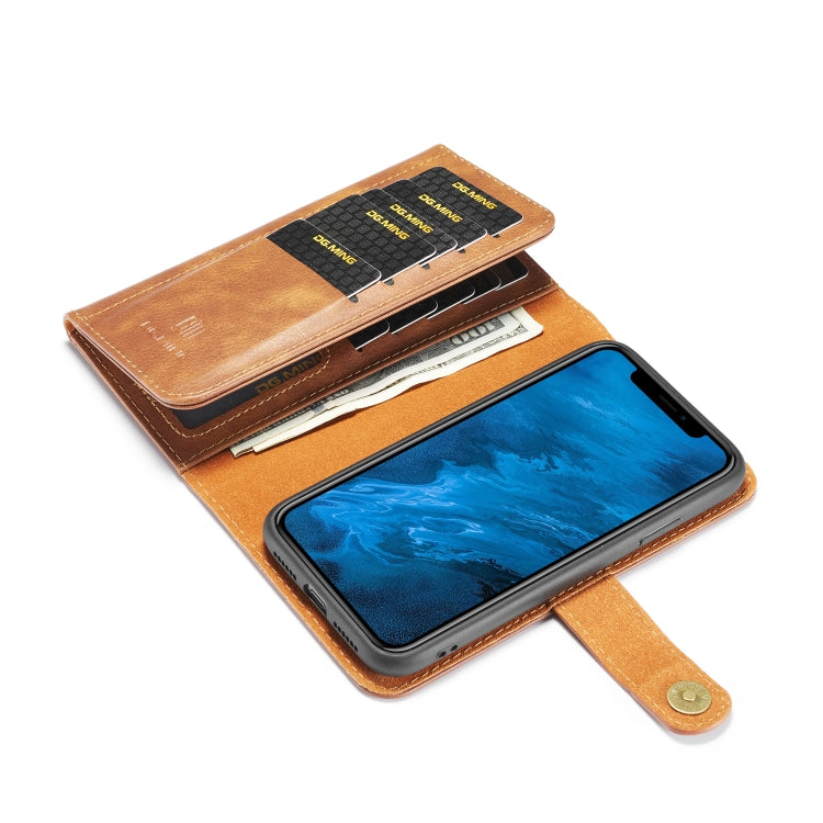 For iPhone 11 DG.MING Triple Fold Crazy Horse Texture Magnetic Horizontal Flip Leather Case with Holder & Card Slots & Wallet