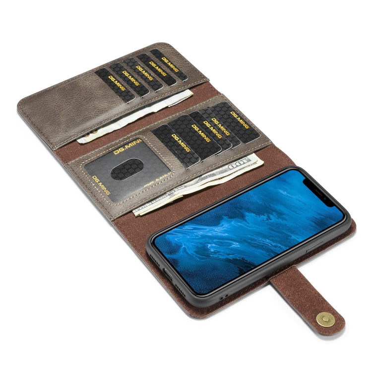 For iPhone 11 DG.MING Triple Fold Crazy Horse Texture Magnetic Horizontal Flip Leather Case with Holder & Card Slots & Wallet