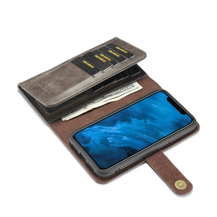 For iPhone 11 DG.MING Triple Fold Crazy Horse Texture Magnetic Horizontal Flip Leather Case with Holder & Card Slots & Wallet