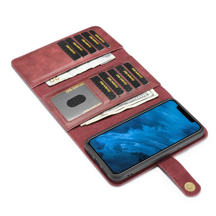 For iPhone 11 DG.MING Triple Fold Crazy Horse Texture Magnetic Horizontal Flip Leather Case with Holder & Card Slots & Wallet
