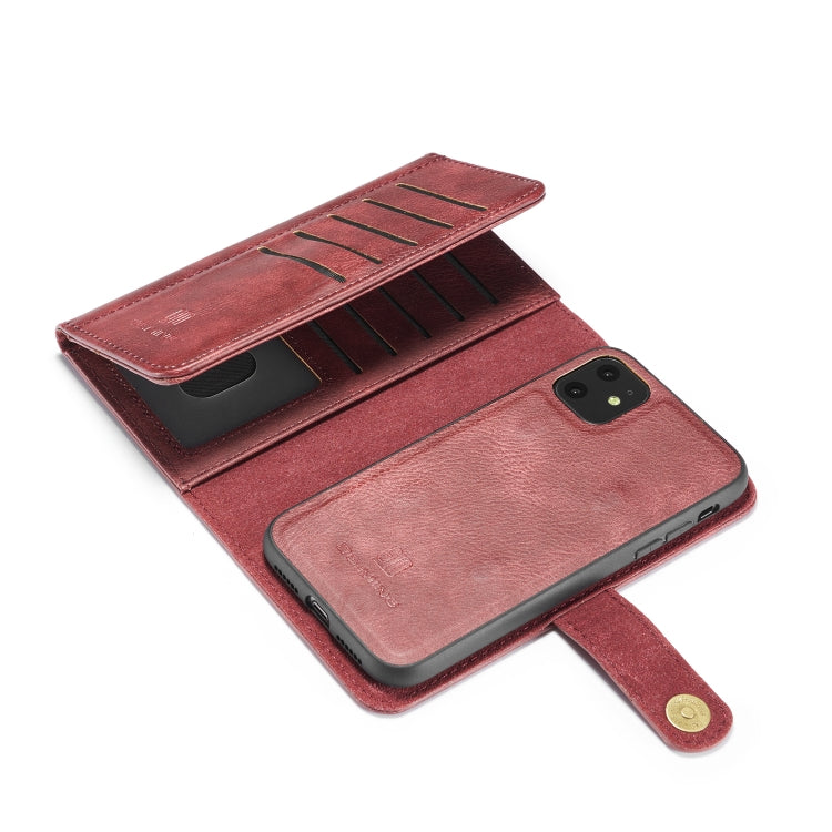 For iPhone 11 DG.MING Triple Fold Crazy Horse Texture Magnetic Horizontal Flip Leather Case with Holder & Card Slots & Wallet