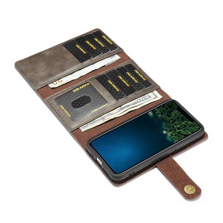For iPhone 11 Pro DG.MING Triple Fold Crazy Horse Texture Magnetic Horizontal Flip Leather Case with Holder & Card Slots & Wallet