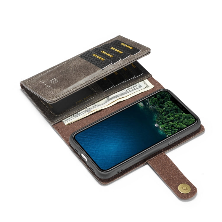 For iPhone 11 Pro DG.MING Triple Fold Crazy Horse Texture Magnetic Horizontal Flip Leather Case with Holder & Card Slots & Wallet