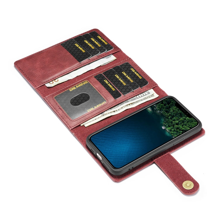 For iPhone 11 Pro DG.MING Triple Fold Crazy Horse Texture Magnetic Horizontal Flip Leather Case with Holder & Card Slots & Wallet