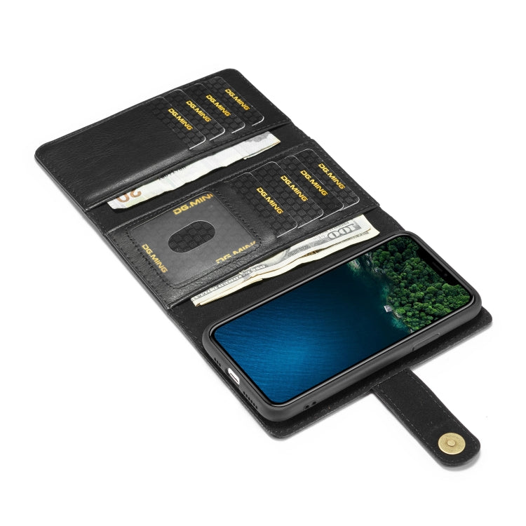 For iPhone 11 Pro Max DG.MING Triple Fold Crazy Horse Texture Magnetic Horizontal Flip Leather Case with Holder & Card Slots & Wallet
