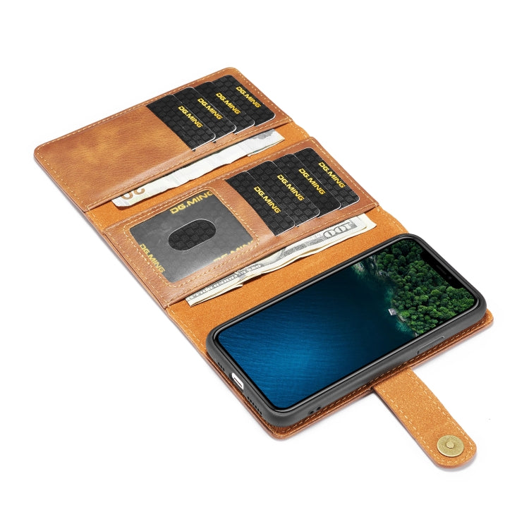 For iPhone 11 Pro Max DG.MING Triple Fold Crazy Horse Texture Magnetic Horizontal Flip Leather Case with Holder & Card Slots & Wallet
