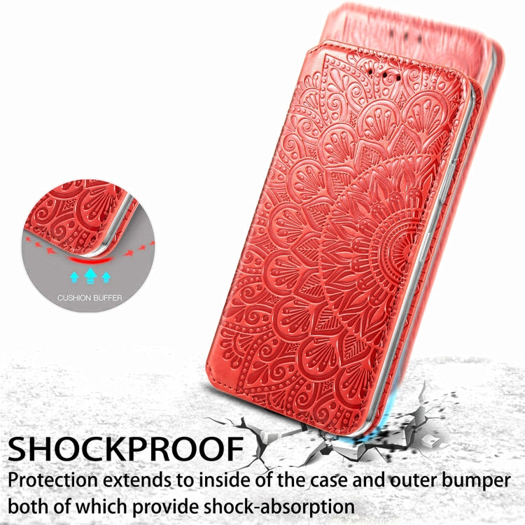 Blooming Mandala Embossed Pattern Magnetic Horizontal Flip Leather Case with Holder & Card Slots & Wallet For iPhone 6