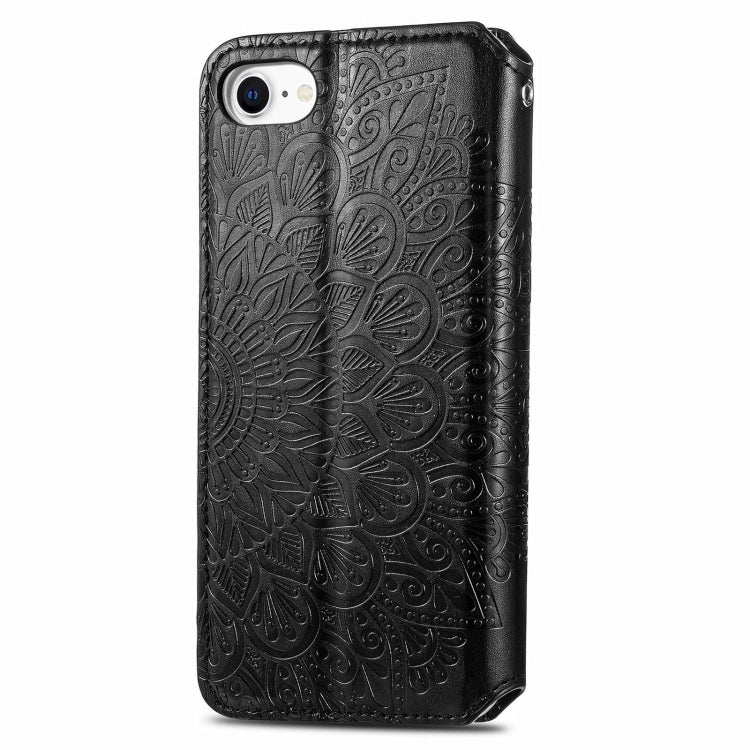 Blooming Mandala Embossed Pattern Magnetic Horizontal Flip Leather Case with Holder & Card Slots & Wallet For iPhone 6