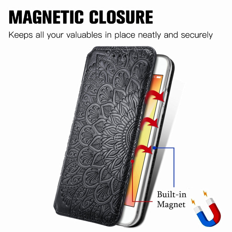 Blooming Mandala Embossed Pattern Magnetic Horizontal Flip Leather Case with Holder & Card Slots & Wallet For iPhone 6