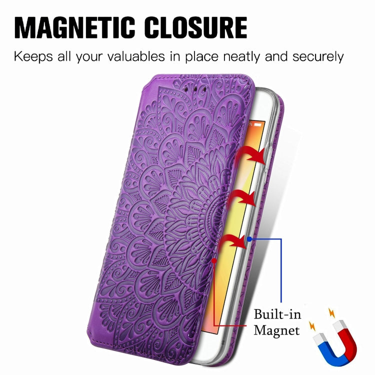 Blooming Mandala Embossed Pattern Magnetic Horizontal Flip Leather Case with Holder & Card Slots & Wallet For iPhone 6