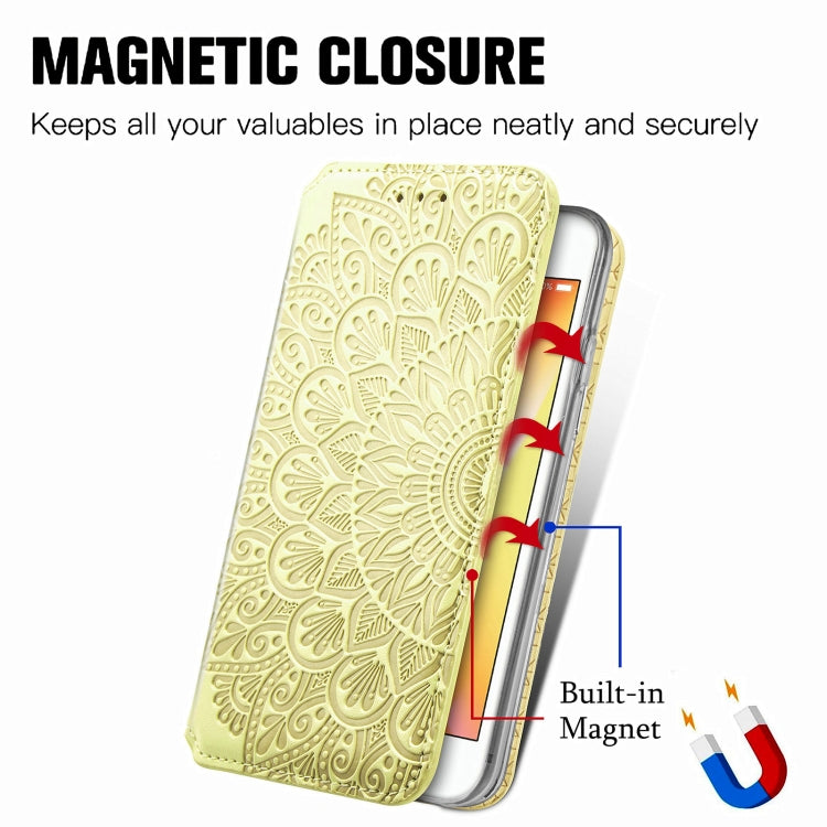 Blooming Mandala Embossed Pattern Magnetic Horizontal Flip Leather Case with Holder & Card Slots & Wallet For iPhone 6